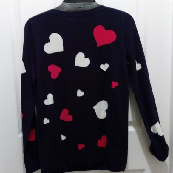 SOLD SOLD SOLD SOLD Talbots Blue Red White Hearts Sweater Size XS - Picture 6 of 16